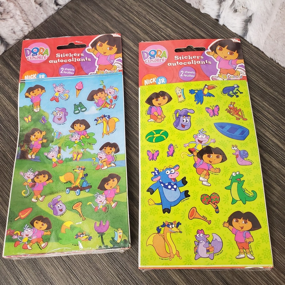 Vtg Sandylion 2 packs - Nick Jr DORA THE EXPLORER Cartoon Stickers 4 Sheets